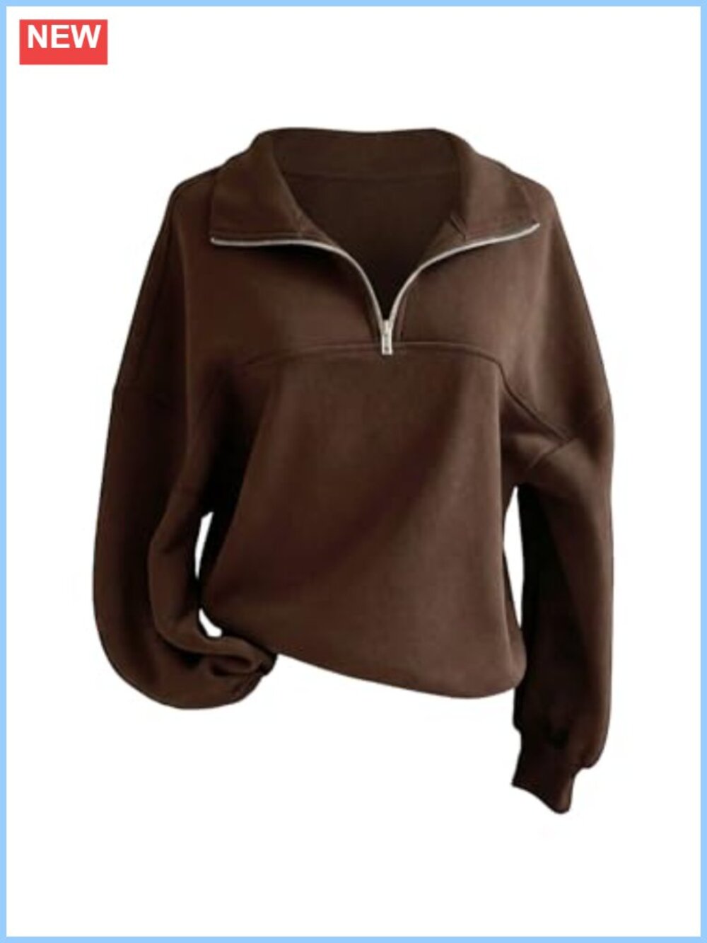 Quarter Zip Pullover Mock Neck Sweatshirt Drop Shoulder Long Sleeve
